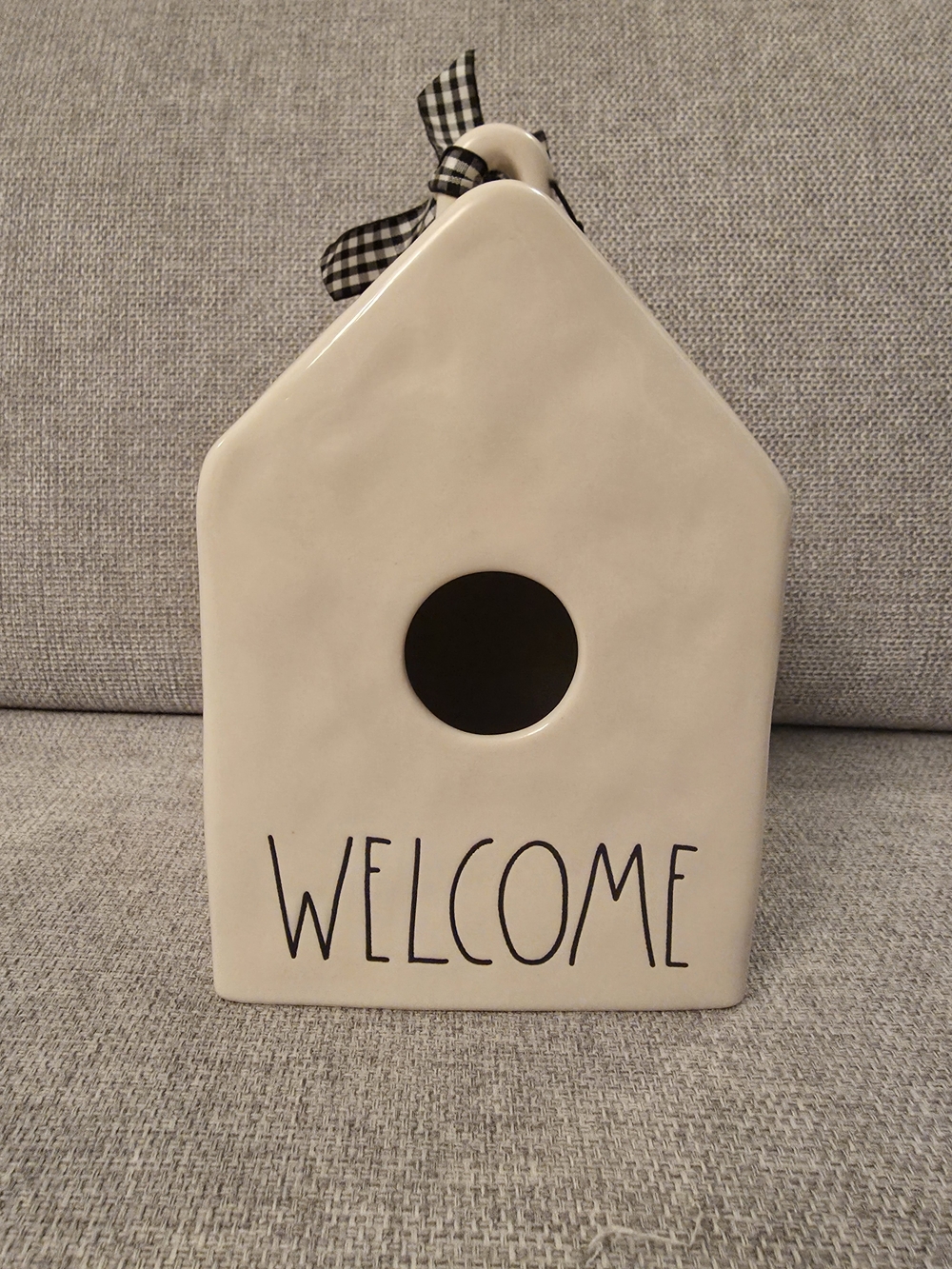 Rae Dunn Ceramic Bird HOUSE - Cream and Black